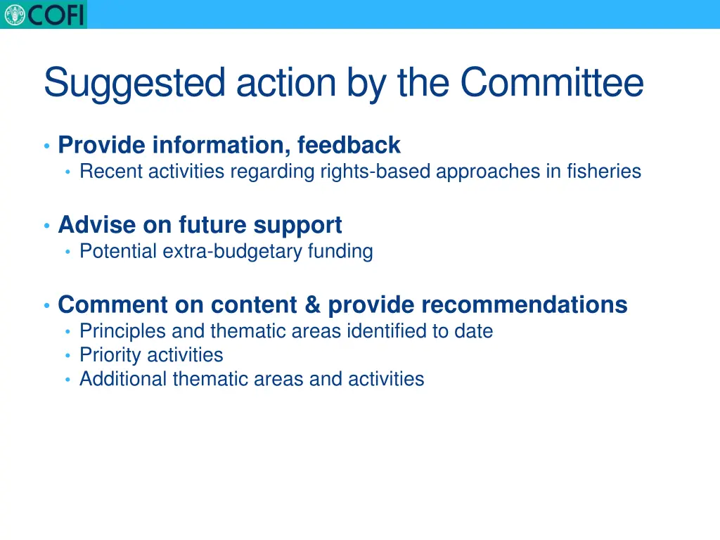 suggested action by the committee