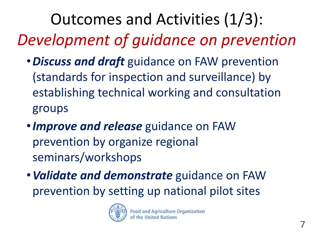 outcomes and activities 1 3 development