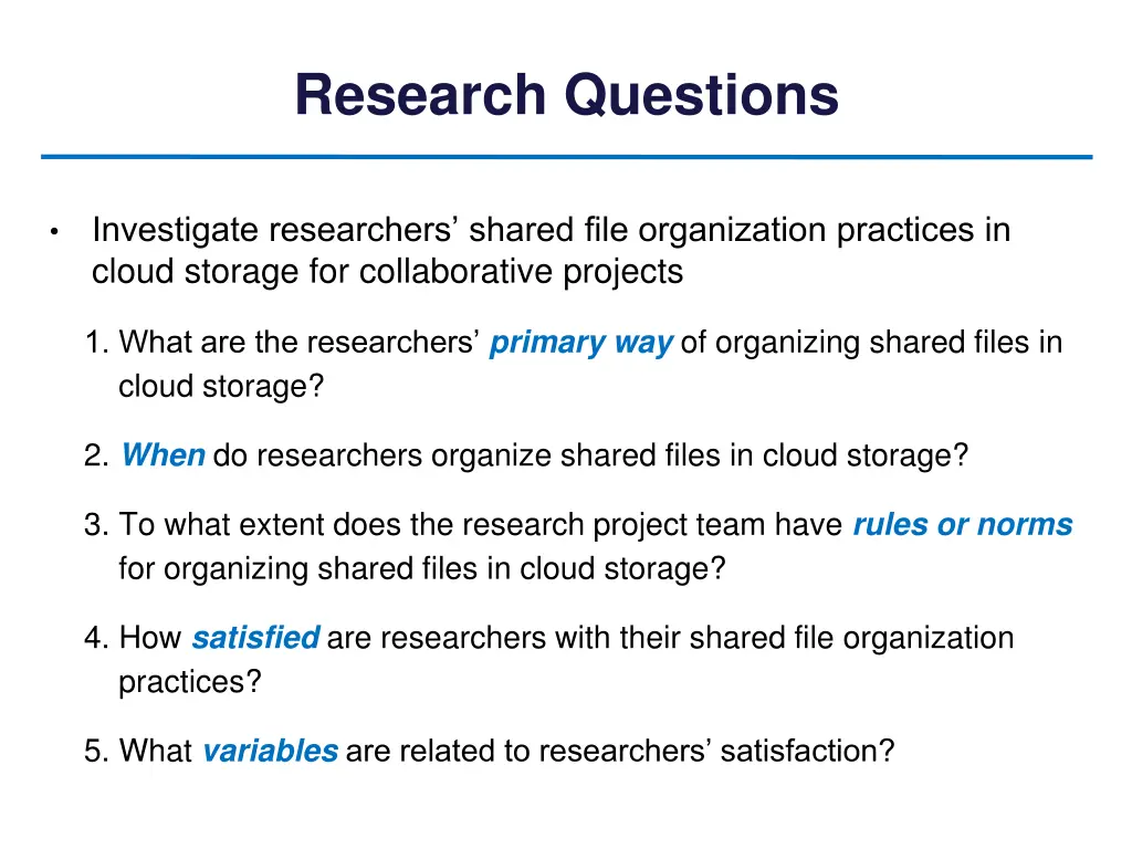 research questions