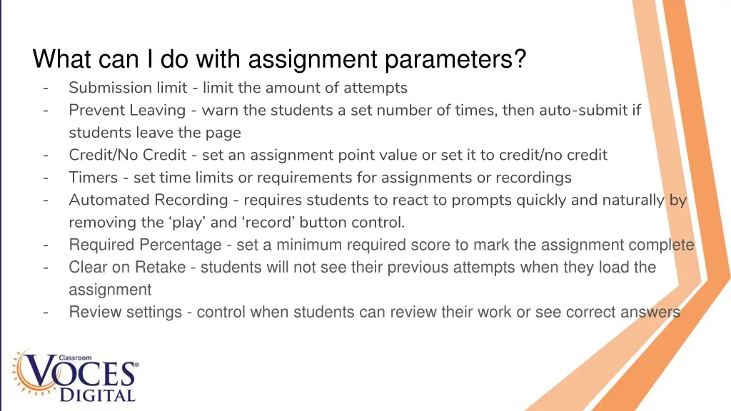 what can i do with assignment parameters