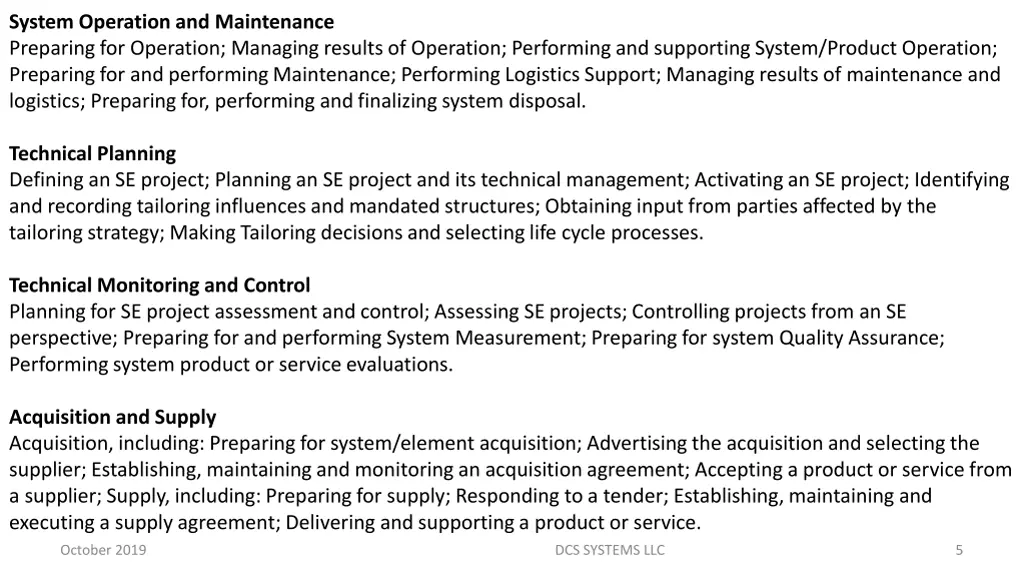 system operation and maintenance preparing