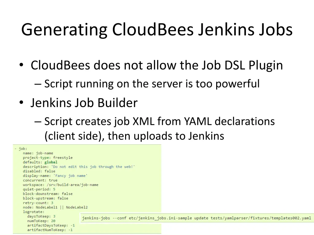 generating cloudbees jenkins jobs
