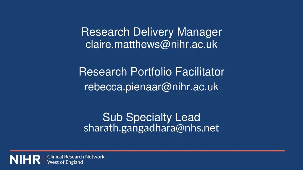 research delivery manager claire matthews@nihr