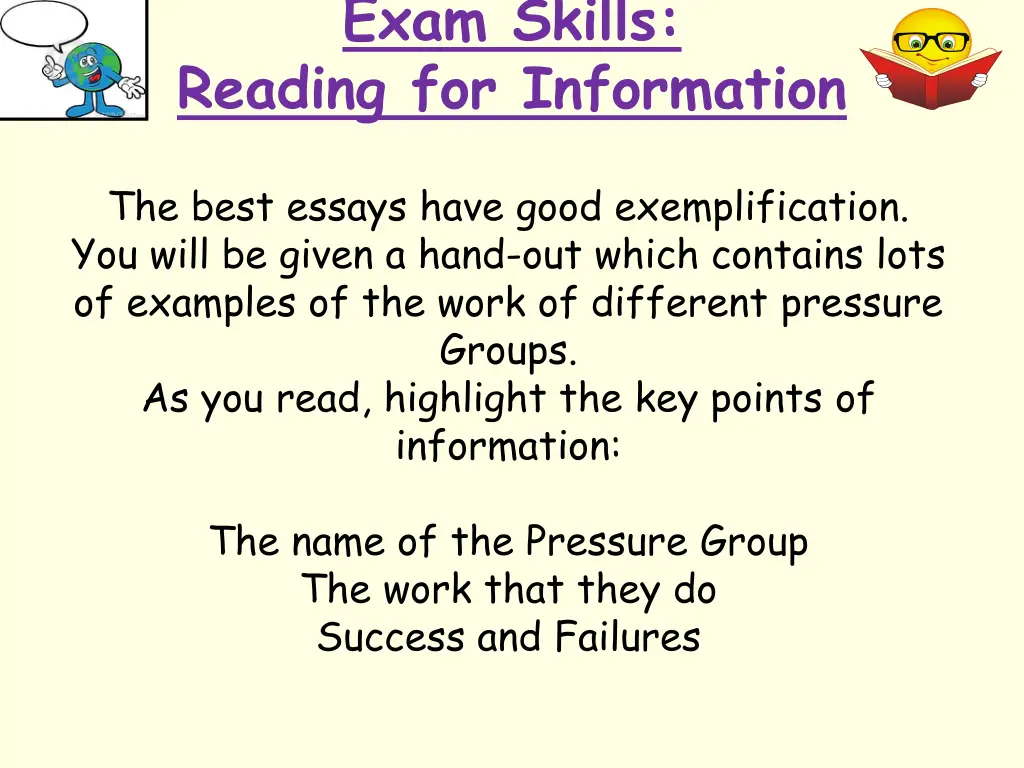 exam skills reading for information