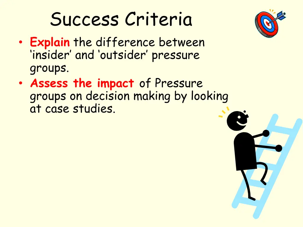success criteria explain the difference between