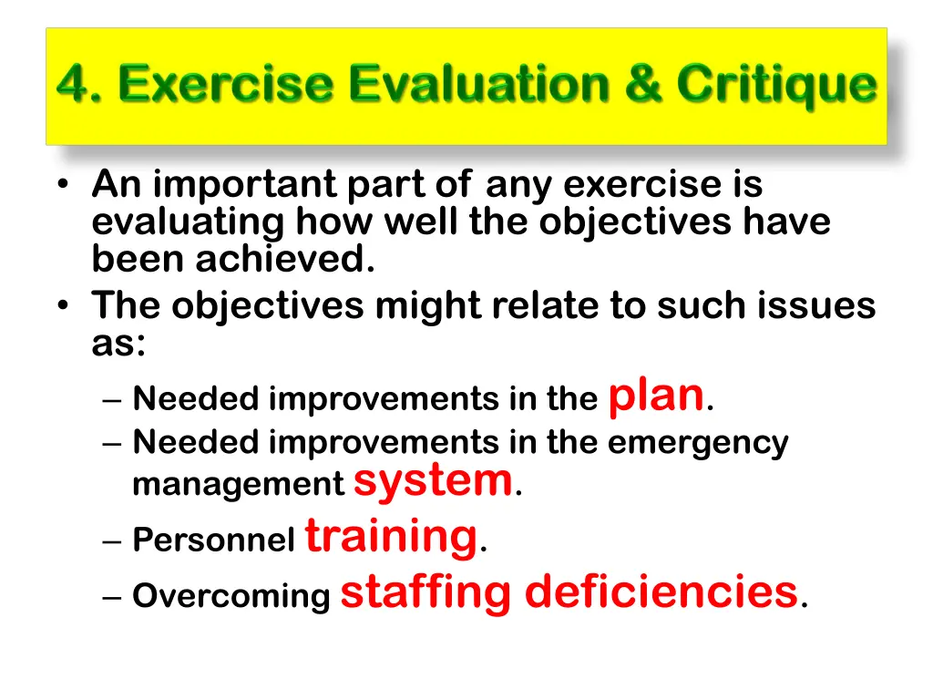 an important part of any exercise is evaluating