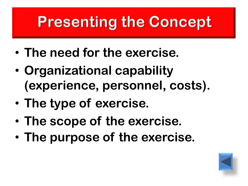 the need for the exercise organizational