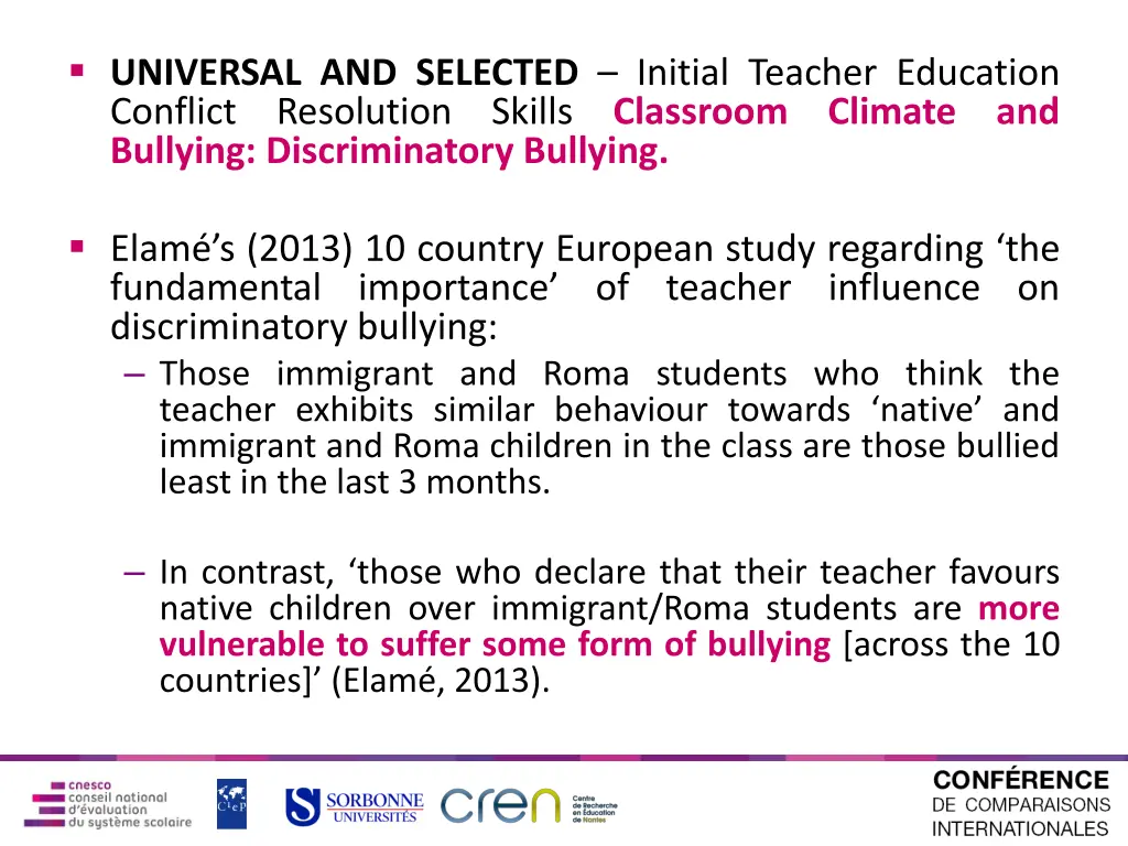 universal and selected initial teacher education
