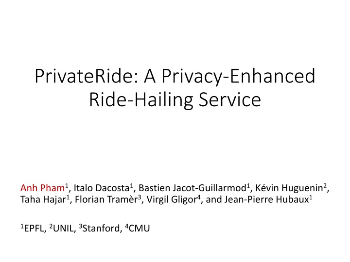 privateride a privacy enhanced ride hailing