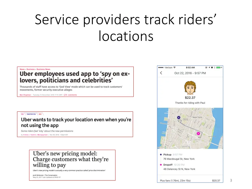 service providers track riders locations