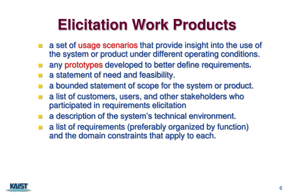 elicitation work products