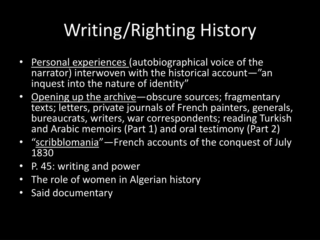 writing righting history