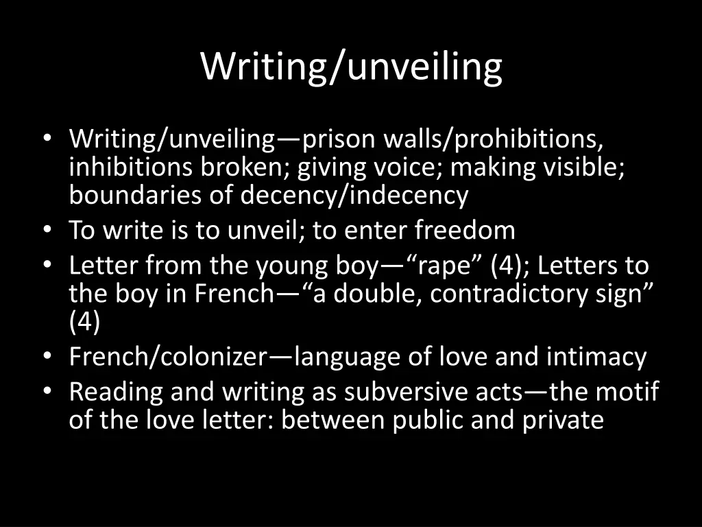 writing unveiling