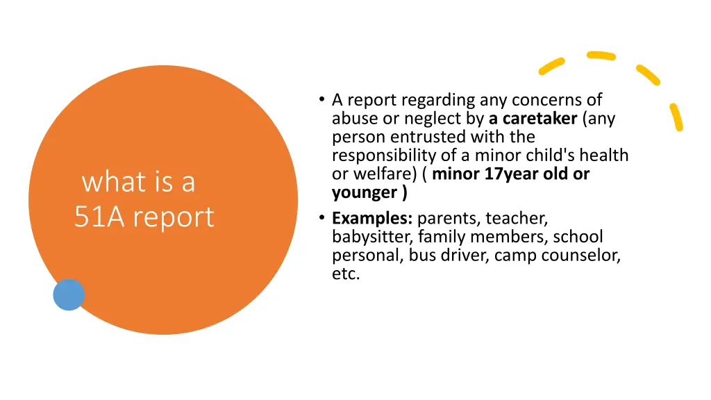 a report regarding any concerns of abuse