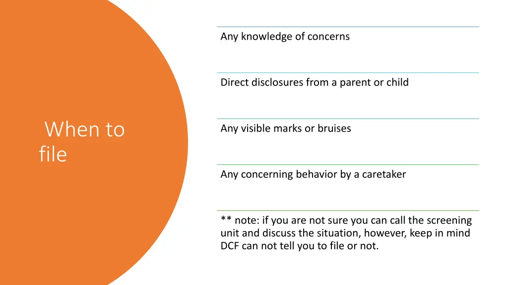 any knowledge of concerns