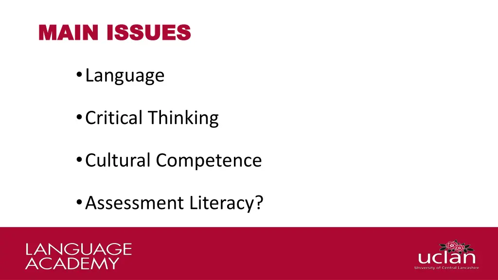 main issues main issues