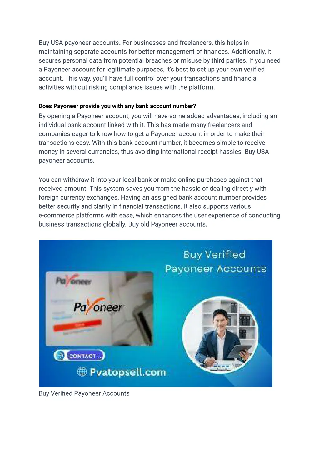 buy usa payoneer accounts for businesses