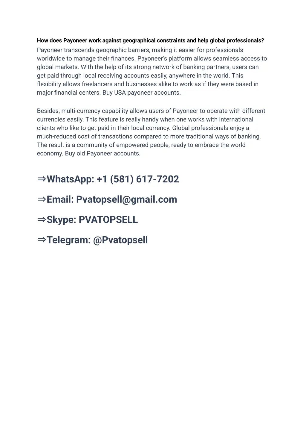 how does payoneer work against geographical