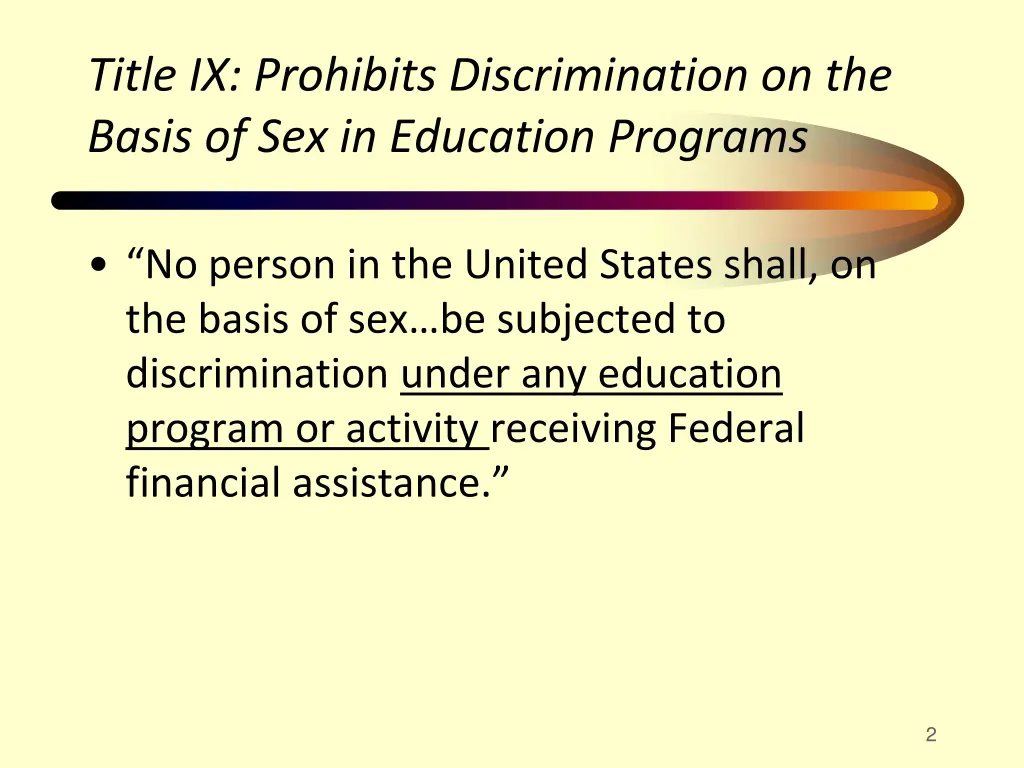 title ix prohibits discrimination on the basis