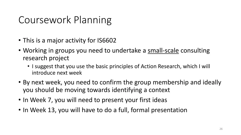 coursework planning