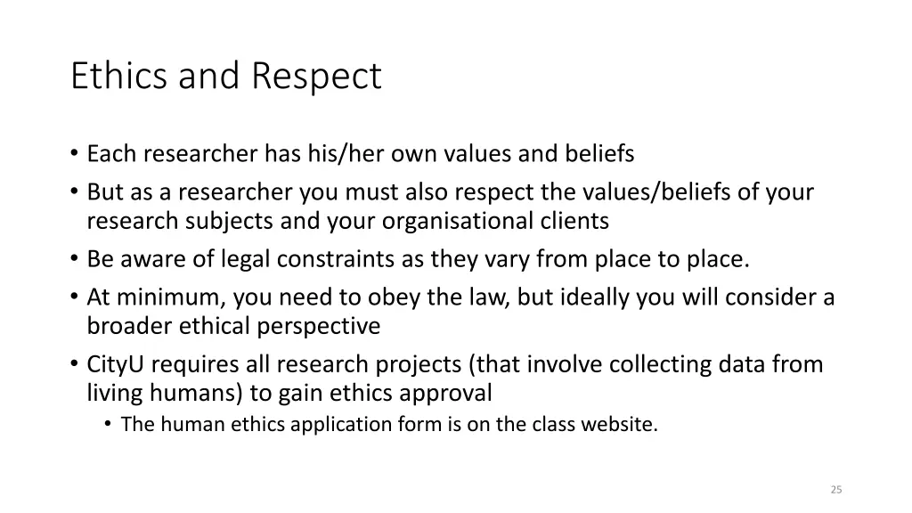 ethics and respect