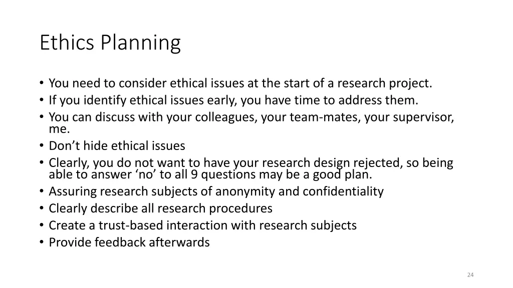 ethics planning