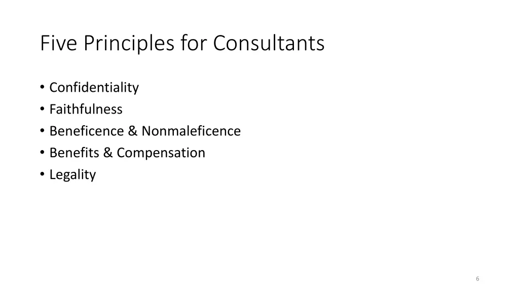five principles for consultants