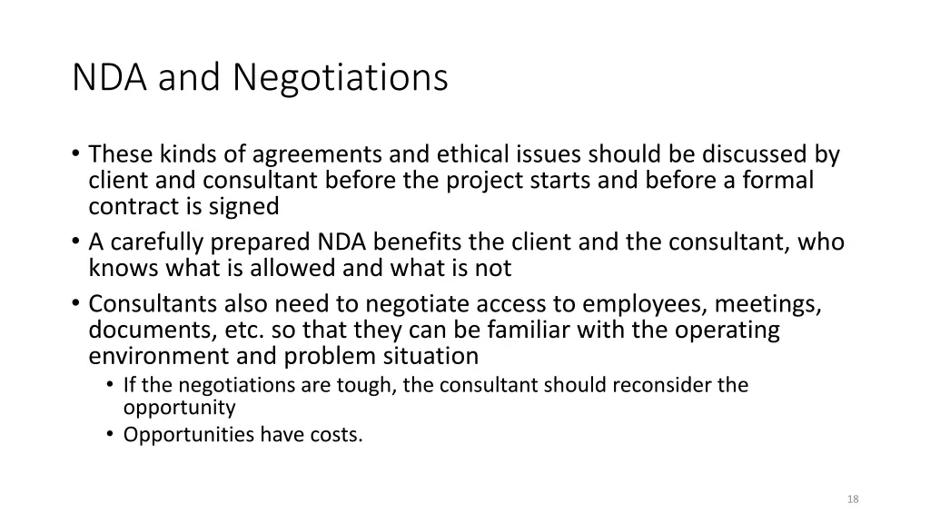 nda and negotiations