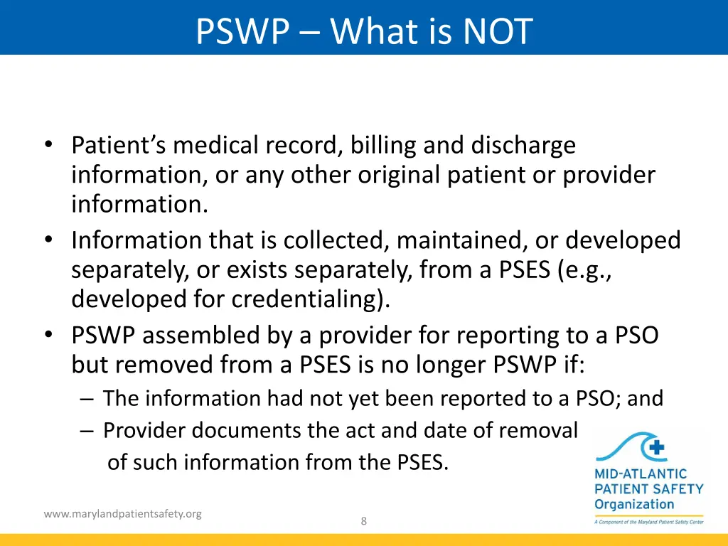 pswp what is not