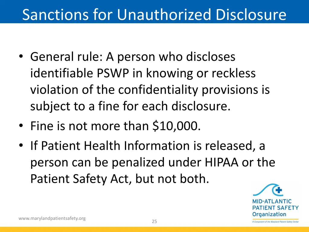 sanctions for unauthorized disclosure