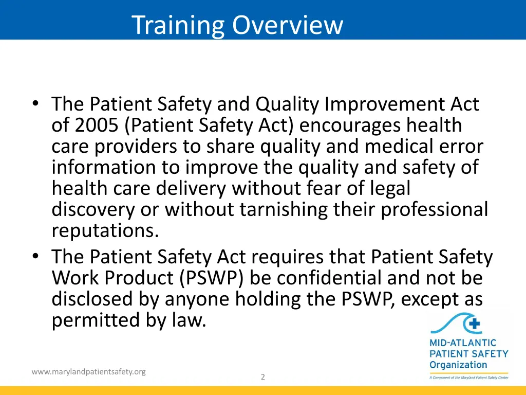 training overview
