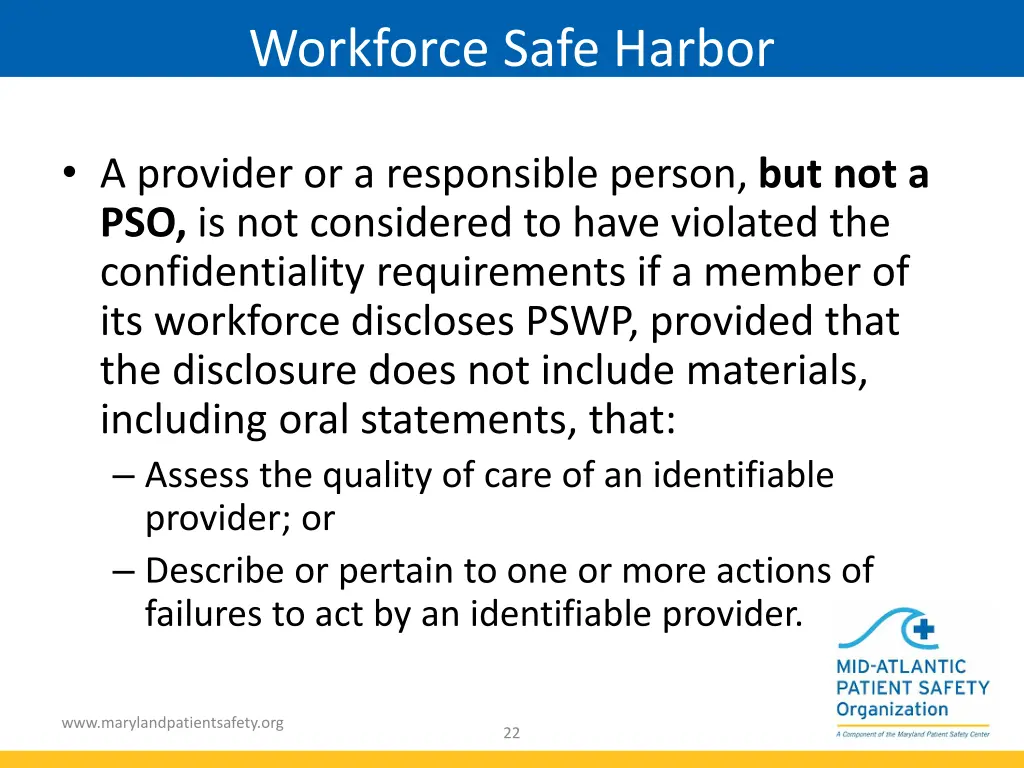 workforce safe harbor