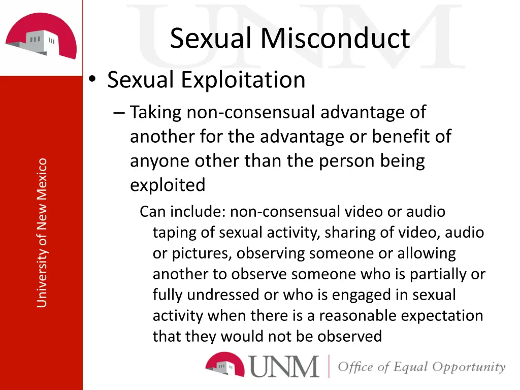 sexual misconduct sexual exploitation taking