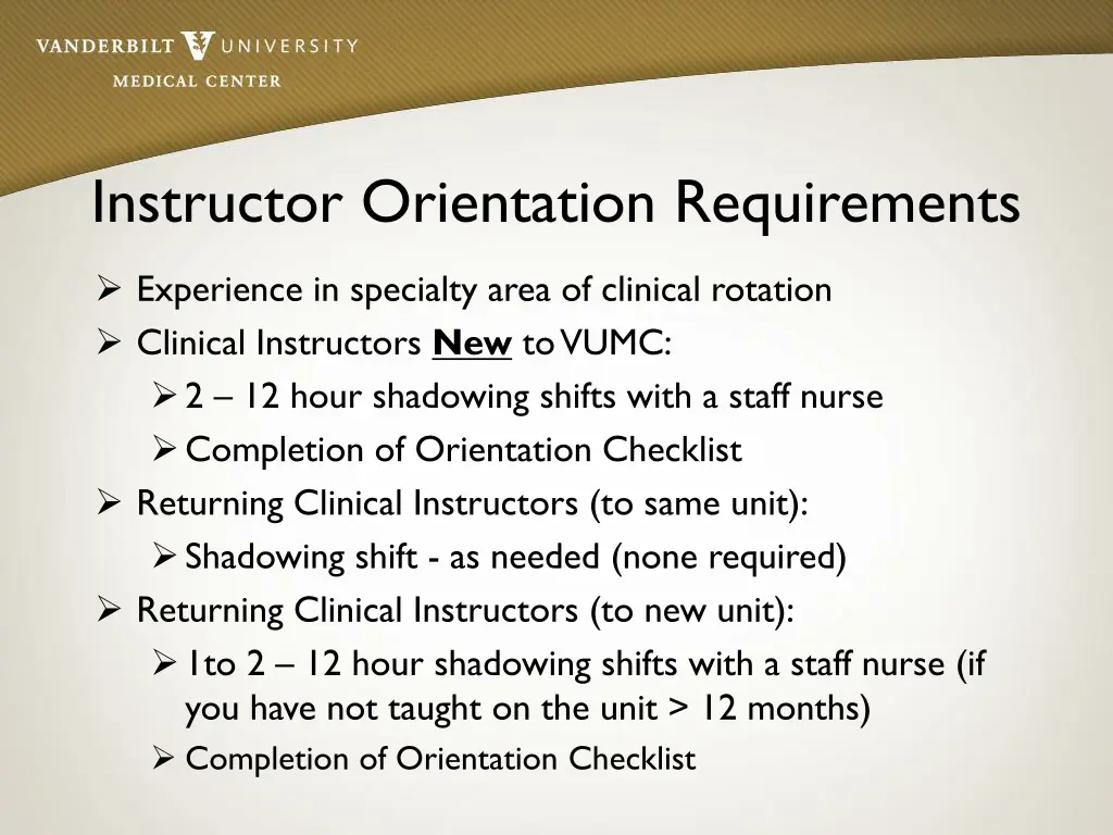 instructor orientation requirements