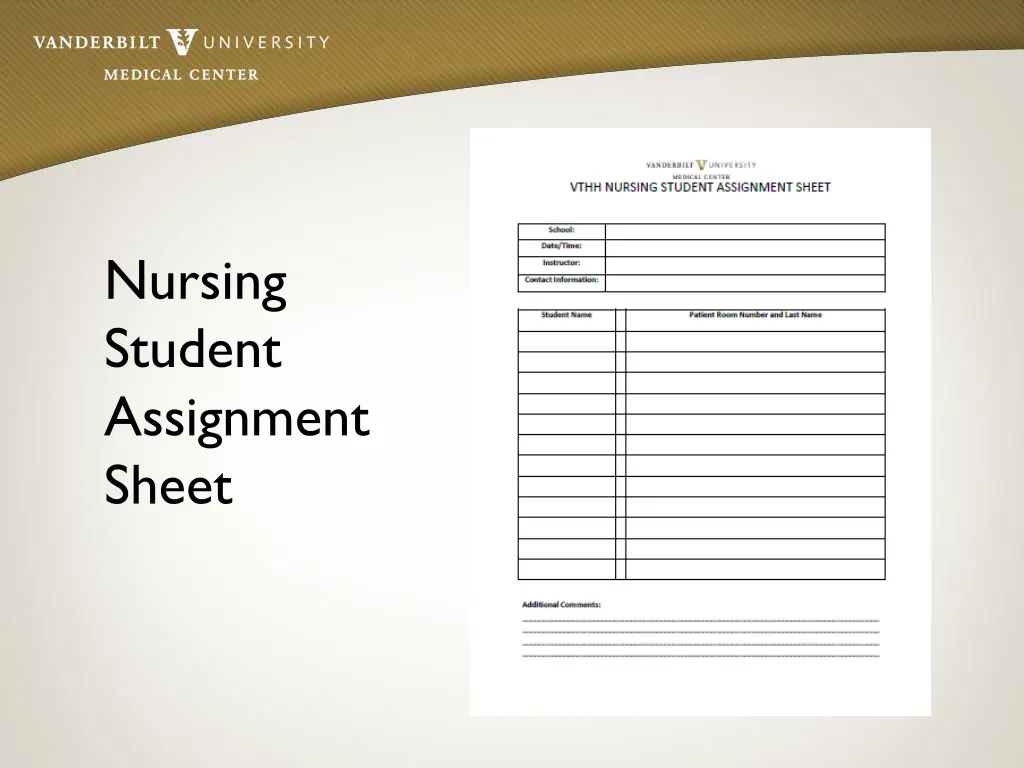 nursing student assignment sheet