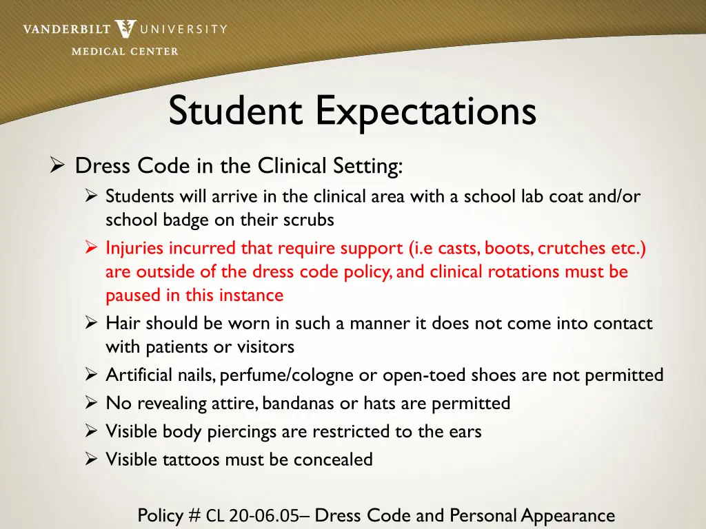 student expectations