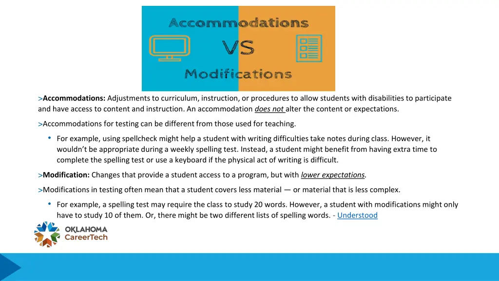 accommodations adjustments to curriculum