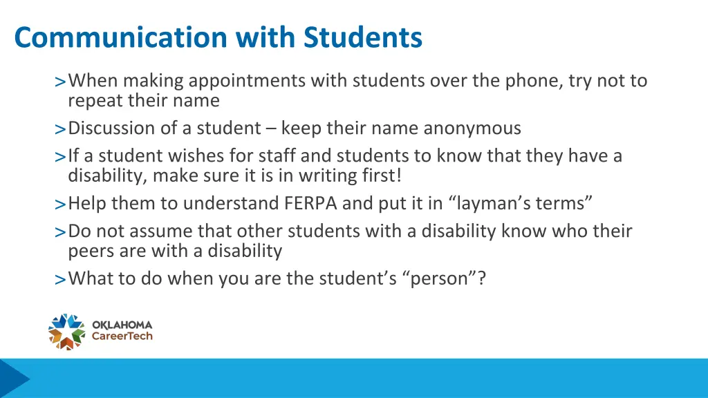 communication with students