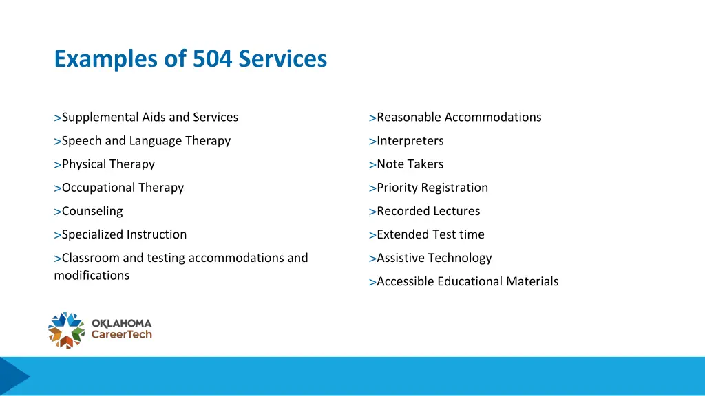 examples of 504 services