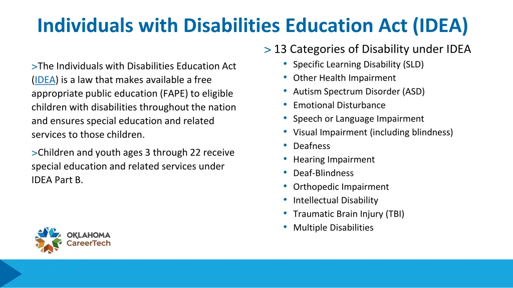 individuals with disabilities education act idea