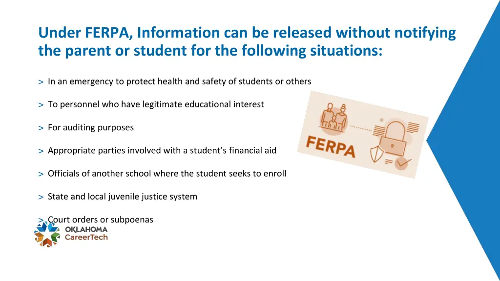 under ferpa information can be released without