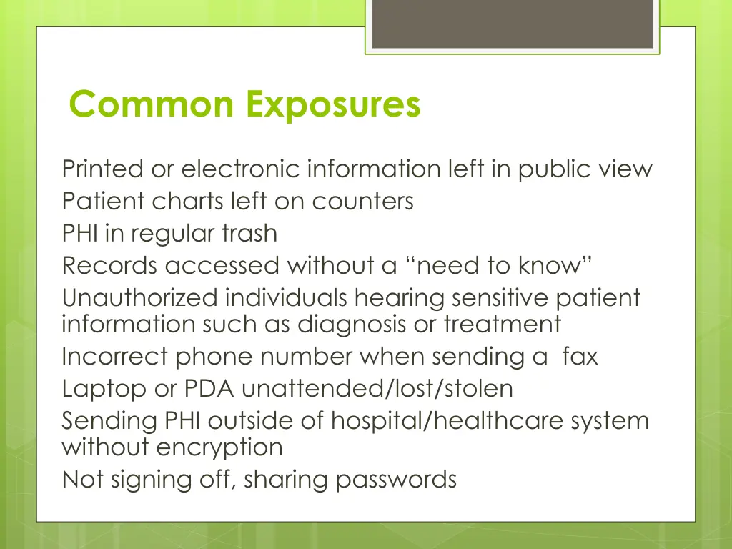 common exposures
