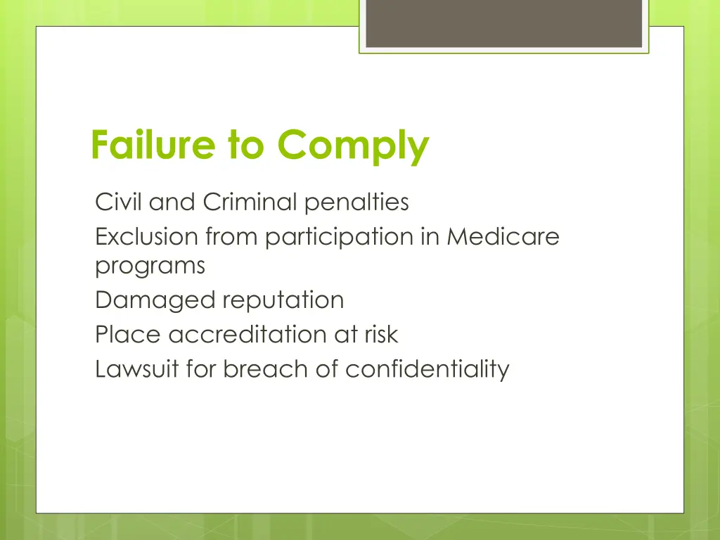 failure to comply