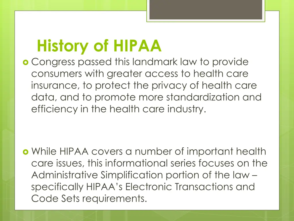 history of hipaa congress passed this landmark