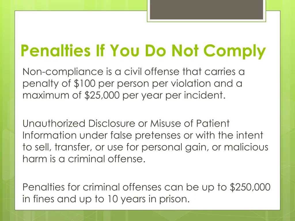 penalties if you do not comply