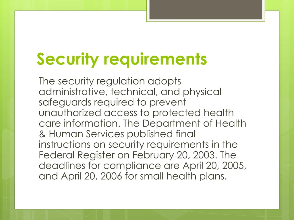 security requirements