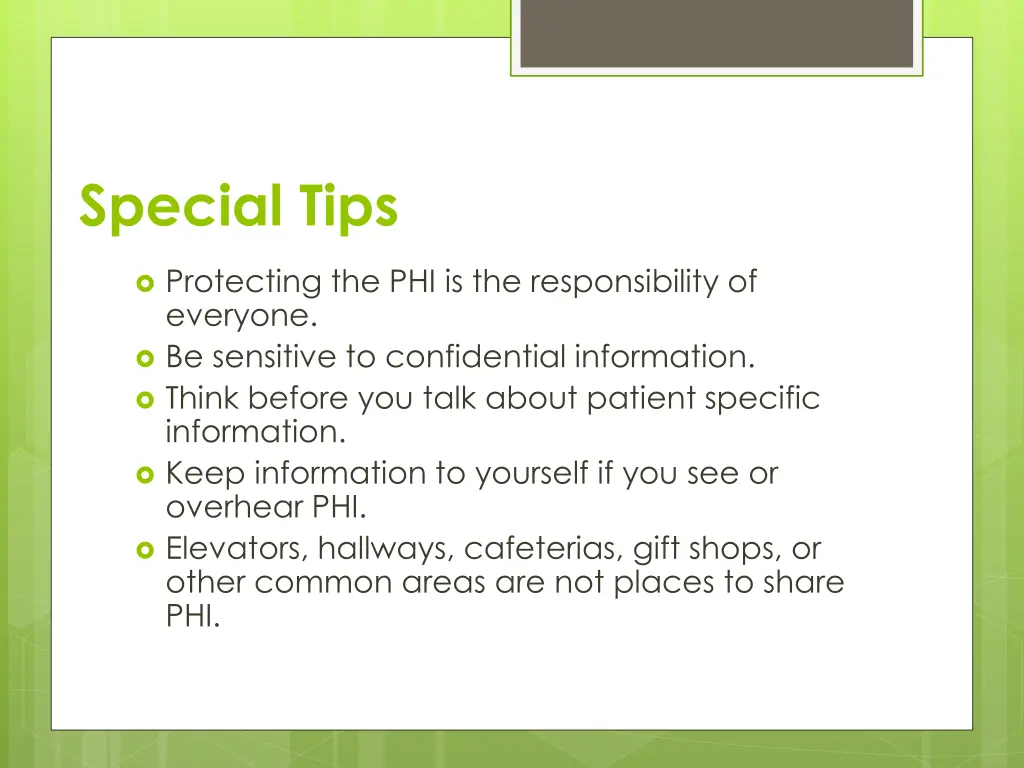 special tips