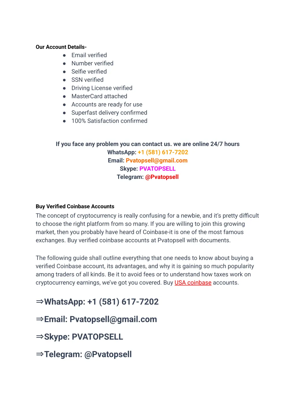 our account details