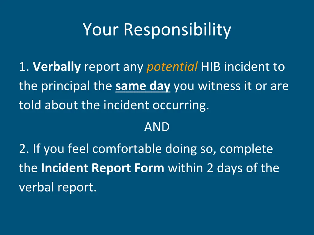 your responsibility