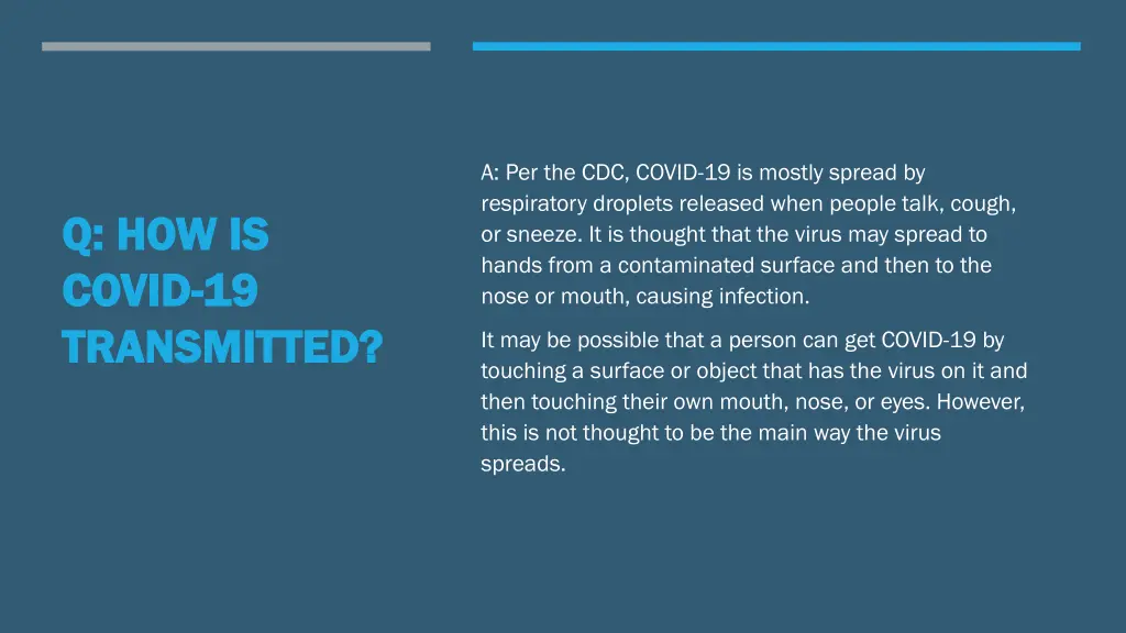 a per the cdc covid 19 is mostly spread